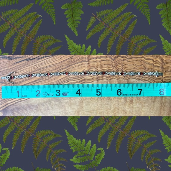 Silver and “Garnet” and CZ Tennis Bracelet - Picture 6 of 6